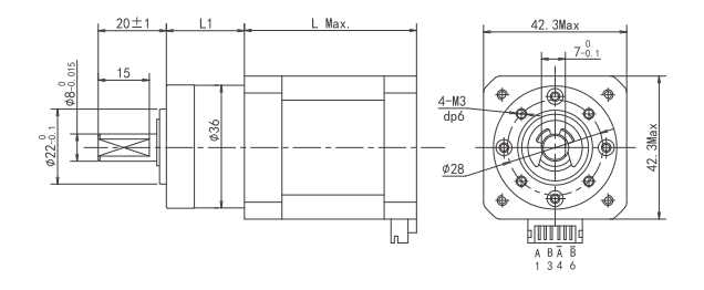 Dessin technique du moteur &agrave; engrenages pas &agrave; pas pour lumi&egrave;re d&eacute;concentr&eacute;e