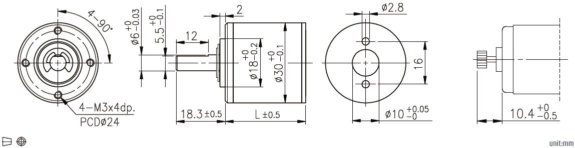 Dessin technique du r&eacute;ducteur plan&eacute;taire 30 mm
