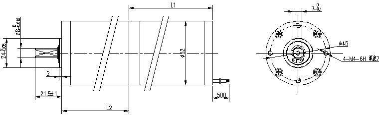 Dessin technique du motor&eacute;ducteur BLDC