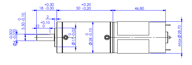 Dessin dimensionnel du moteur &agrave; engrenages plan&eacute;taires