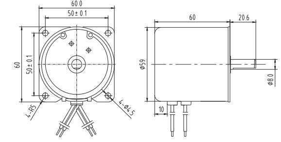 Moteur synchrone &agrave; C.A. de 59mm 110V