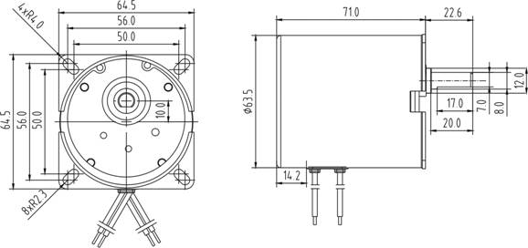 Dessin de moteur synchrone &agrave; induction AC de 64 mm