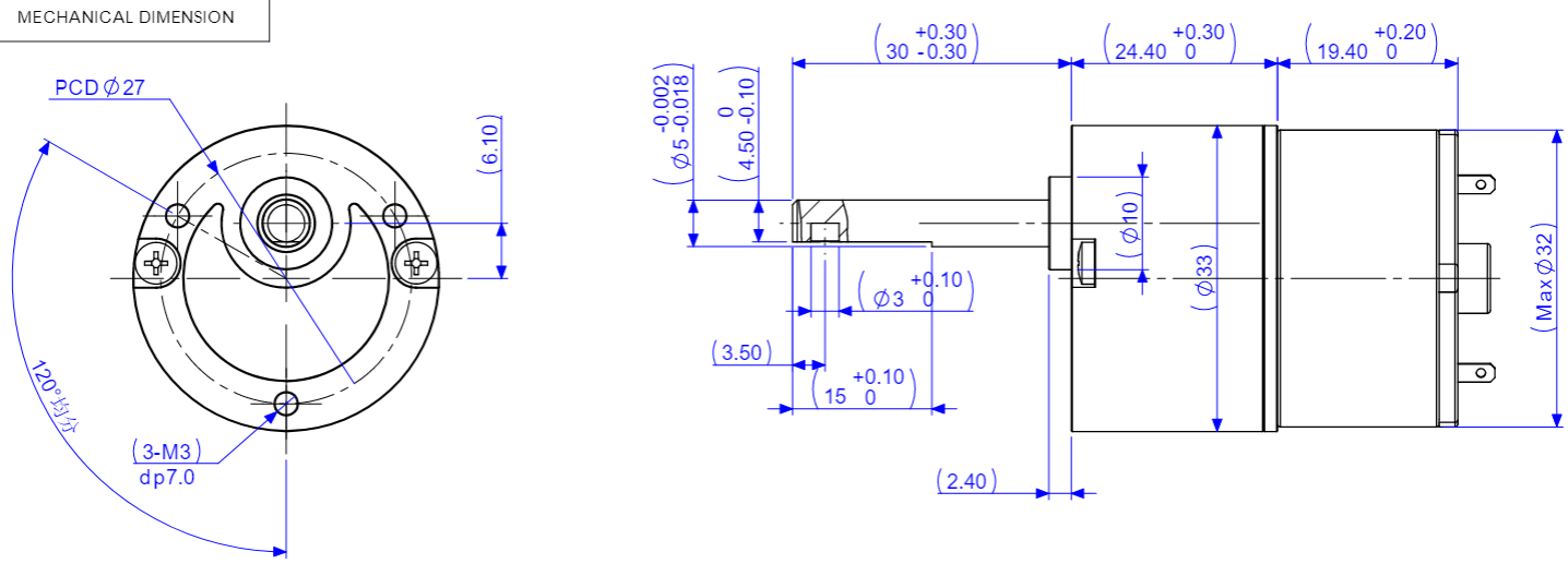Mini moteur avec bo&icirc;te de vitesses