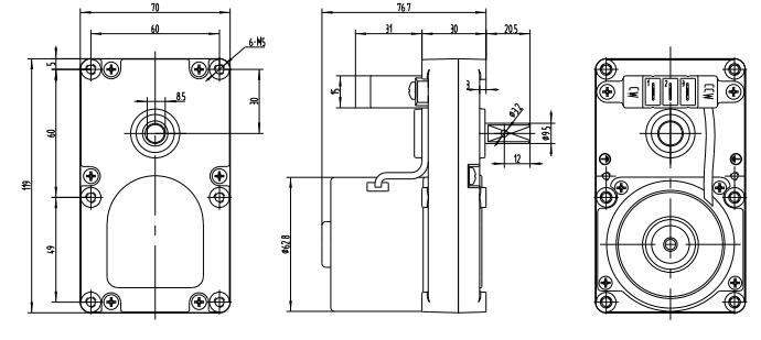 Dessin de moteur synchrone &agrave; induction AC de 64 mm