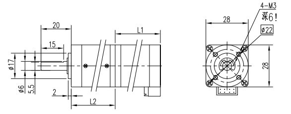 Dessin technique du motor&eacute;ducteur BLDC