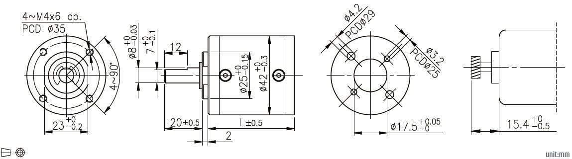 Dimensions m&eacute;caniques du r&eacute;ducteur plan&eacute;taire