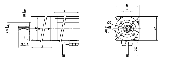 Dessin technique du motor&eacute;ducteur BLDC